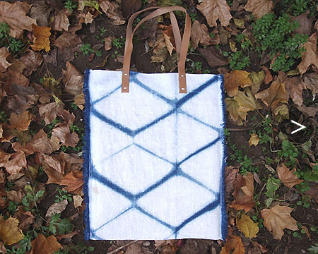 リネン製トートバッグ レザーハンドル