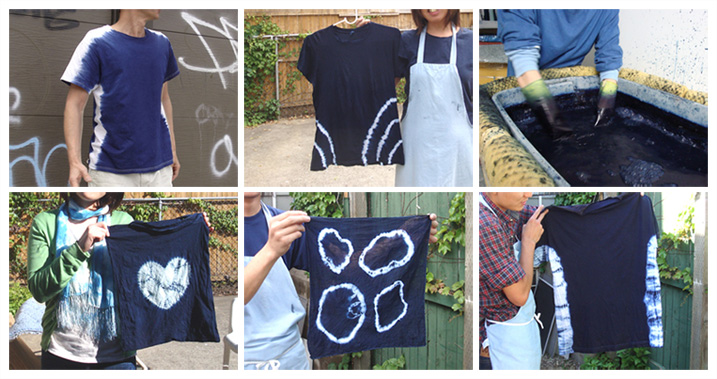 藍染め体験での制作風景